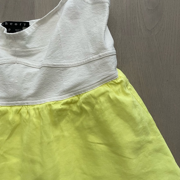 Theory Fun Neon Double Ruffle A-line Tank Top Colorblock in White + Neon Yellow - Picture 3 of 8